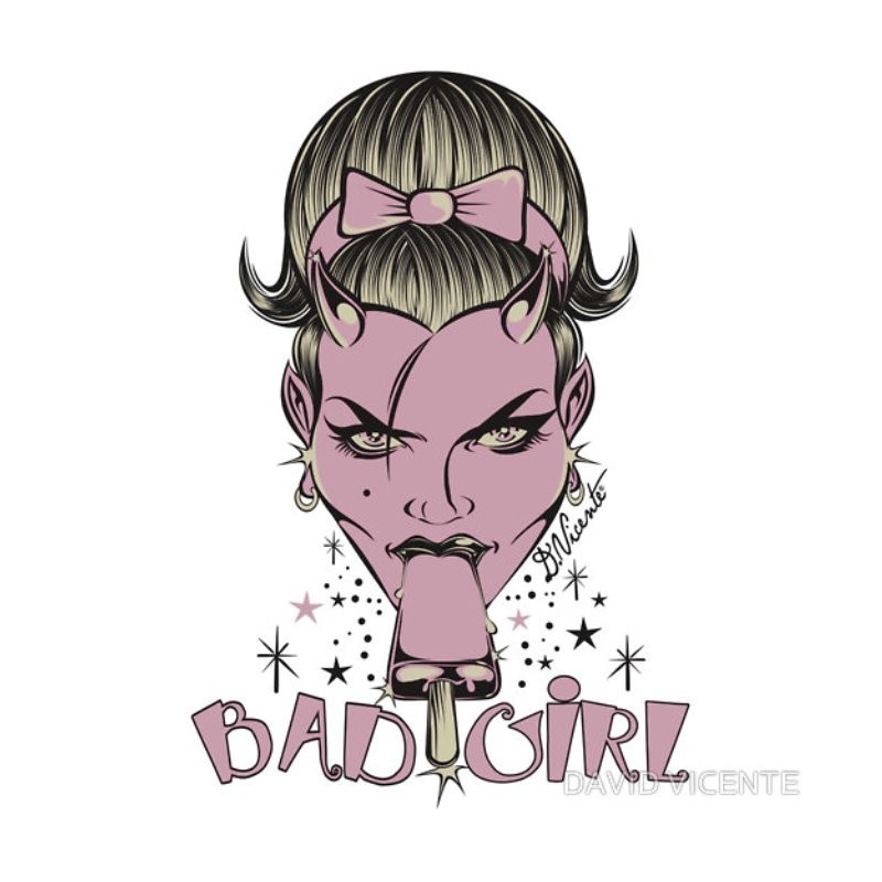 Sticker David Vicente Bad Girl Rose - Autocollant Pin Up Sexy
