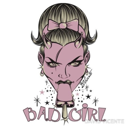 Sticker David Vicente Bad Girl Rose - Autocollant Pin Up Sexy
