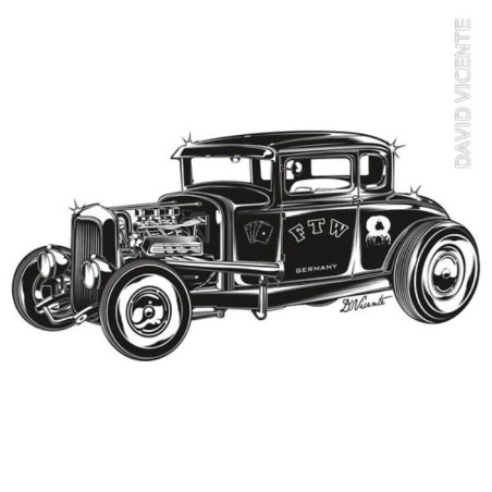 sticker david vicente FTW rod noir autocollant kustom
