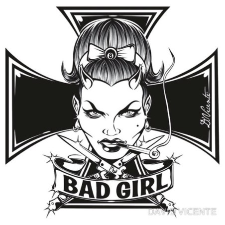 Sticker David Vicente Bad Girl et Croix de Malte

