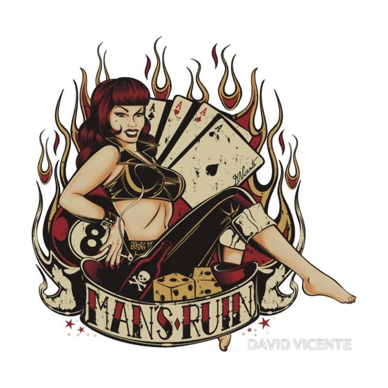 Sticker David Vicente Man's Ruin Pin Up 8ball Autocollant
