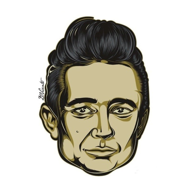 Aufkleber David Vicente Gesicht Johnny Cash Rockabilly
