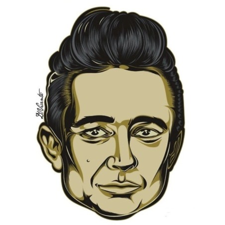 Aufkleber David Vicente Gesicht Johnny Cash Rockabilly
