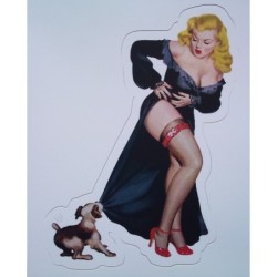 Mini Pin-up & Hunde Sticker im 50er Jahre Stil - Sexy Aufkleber
