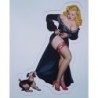 Mini Pin-up & Hunde Sticker im 50er Jahre Stil - Sexy Aufkleber
