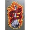 Patch Johnny Cash Logo Guitare à Flammes 10x6 cm Écusson Veste Blouson
