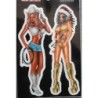 Petit sticker pin-up cowgirl et indienne sexy - autocollant transparent
