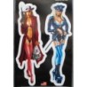Kleiner, leicht bekleideter, sexy Pin-up-Sticker: Diebin und Polizistin - transparenter Aufkleber

