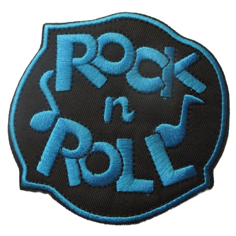Patch Rock Roll Logo Blau Aufbügler Rockabilly Jacke Weste
