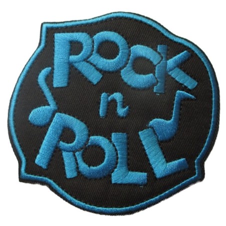 Patch Rock Roll Logo Blau Aufbügler Rockabilly Jacke Weste
