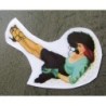 Mini Pin-up Aufkleber in Schwarz und Grün mit Hut
