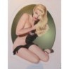 Mini sticker pin-up blonde main dans les cheveux - autocollant pin-up
