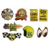 Lot de 8 Petits Stickers Moon Eyes Casque Damier Auto Moto
