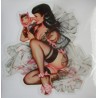 Sticker extra fin pin-up Bettie Page avec miroir 13x12 cm - Autocollant sexy
