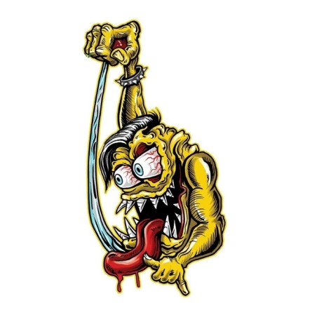 Aufkleber Monster mit großer Zunge Schalthebel rechts Hand Aufkleber Kustom Kulture 13x7cm
