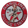 Sticker Extra Fin 13cm Pin Up Sexy Devant Logo Texaco Gasoline Filling Autocollant Garage
