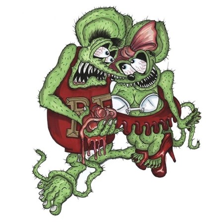 Sticker Rat Fink en Couple Amoureux Autocollant Kustom Kulture 13x10cm
