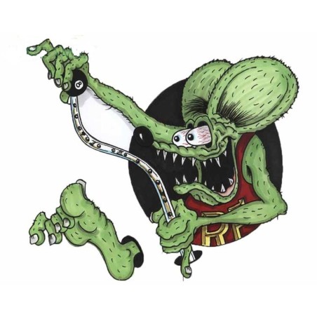 Sticker Rat Fink avec Levier de Vitesse 12.5x11 cm Autocollant Rock 'n' Roll Hot Rod