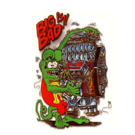 Sticker Extra Fin Rat Fink avec Big Bloc V8 13x9 cm - Autocollant Fan Kustom Kulture
