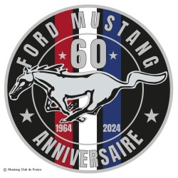 Patch Ford Mustang 60ème Anniversaire 1964-2024 9cm Écusson Thermocollant
