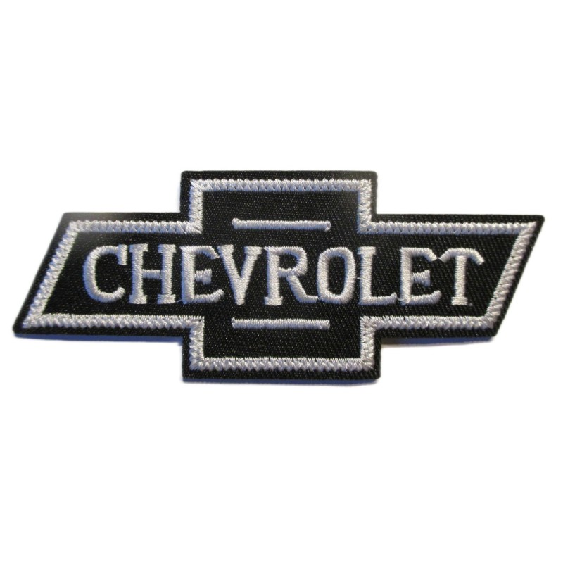 Patch Logo Chevrolet Schwarz und Weiß 10,5x4cm Aufbügler
