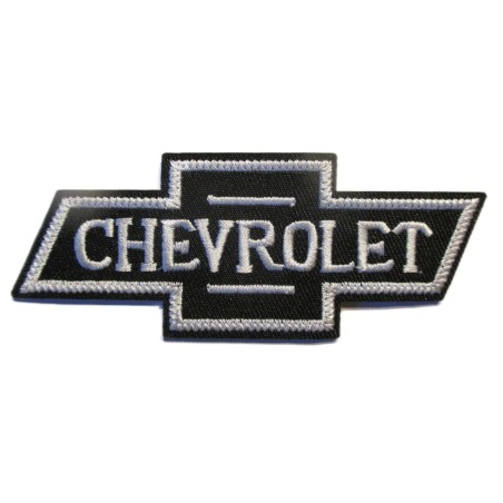 Patch Logo Chevrolet Schwarz und Weiß 10,5x4cm Aufbügler
