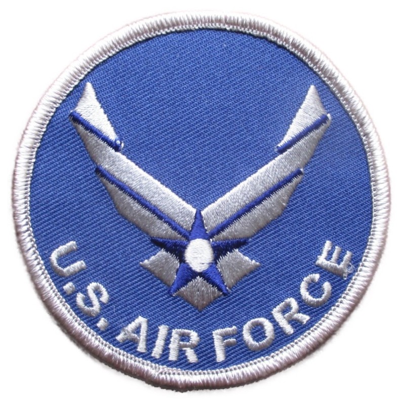 Patch rond US Air Force bleu aviation 7.5 cm écusson thermocollant USA drapeau
