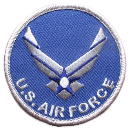 Patch rond US Air Force bleu aviation 7.5 cm écusson thermocollant USA drapeau
