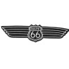 Patch Route 66 Ailé Noir et Blanc 20.5x5cm - Road USA Écusson Thermocollant
