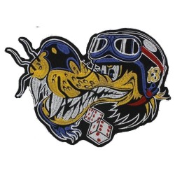 Lot de 3 grands écussons tête de loup solitaire pour moto, dos de veste, blouson biker motard
