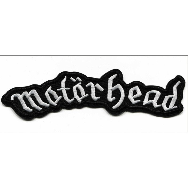 Patch Motorhead Logo Schriftzug Schwarz Weiß 15x3.5 cm Rock Aufnäher zum Aufbügeln für Jacke Hemd
