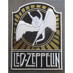 Großer LED Zeppelin Ikarus Wappen goldfarben 30x23 cm Aufnäher zum Aufbügeln

