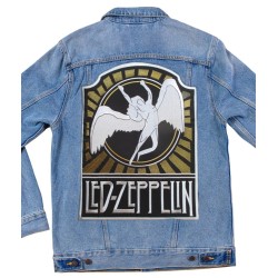 Großer LED Zeppelin Ikarus Wappen goldfarben 30x23 cm Aufnäher zum Aufbügeln
