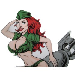 Aufkleber Pin Up Rote Haare Sexy & Verführerisch Blick nach Links 13x12 cm