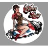 Aufkleber dünnes Pin-up-Tattoo Barber Shop 15x15 cm, selbstklebend, weißer Hintergrund
