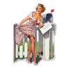 Extra dünner Aufkleber 13x9cm Pin-up vor Briefkasten Garage Aufkleber
