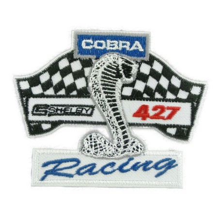 Patch Cobra Shelby 427 Racing Drapeau à Damier 6.5 x 7.5 cm Écusson Thermocollant Veste Chemises
