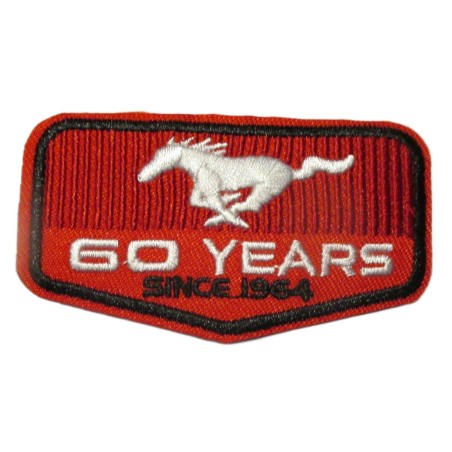 Patch Ford Mustang 60 Ans Blason Rouge 8x4.5cm Écusson Thermocollant
