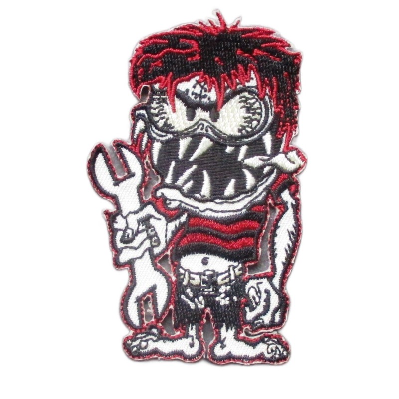Patch Monstre Roux avec Clé Outil Écusson Veste Garage Moto
