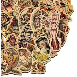 Lot de 100 Autocollants Pin-Up Tatouage Style Rétro Vintage
