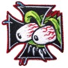 Patch Malteserkreuz und Rat Fink Auge Aufnäher Hotrod Kustom
