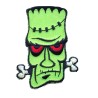Patch Frankenstein Grün, rote Augen, Knochen, Rockabilly
