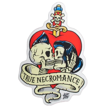 Sticker véritable nécromancie crâne qui s'embrasse - autocollant
