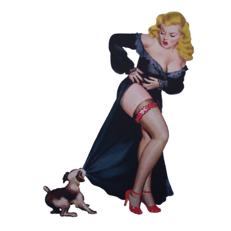 Mini Pin-up & Hunde Sticker im 50er Jahre Stil - Sexy Aufkleber
