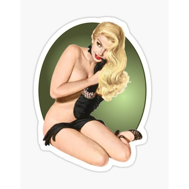 Mini sticker pin-up blonde main dans les cheveux - autocollant pin-up
