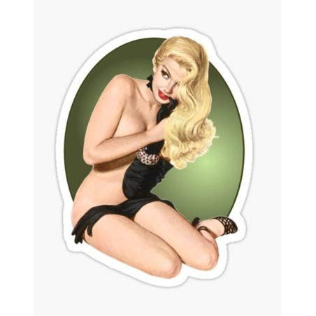 Mini sticker pin-up blonde main dans les cheveux - autocollant pin-up
