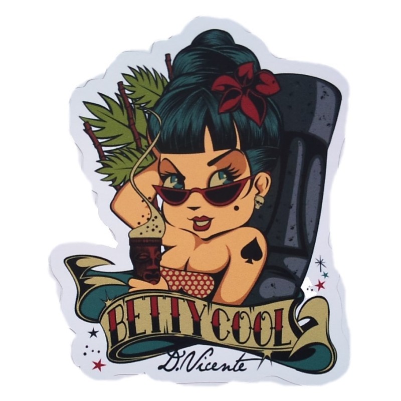 Sticker David Vicente Betty Cool Tiki Autocollant Hawaï Rock
