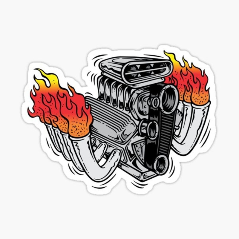 Aufkleber LMoteur V8 Big Block 9x7cm, weiße Schrift
