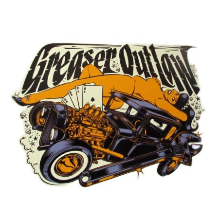 Aufkleber Greaser Outlaw David Vicente 9x7cm selbstklebend weiße Schrift
