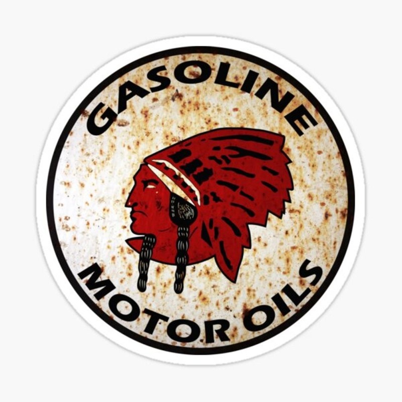 Sticker indian gasoline moto oils Vieilli Rond 7cm - Autocollant